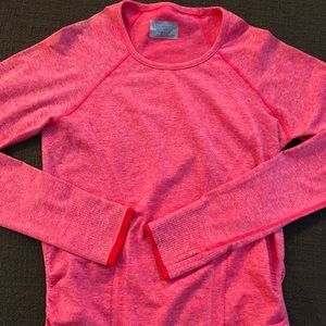 Athleta Pink Heathers Long Sleeve Workout Top